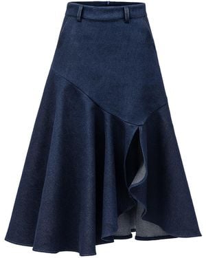 GUILLAUME ALEXANDRE Flared Midi Skirt Organic Denim - Blue