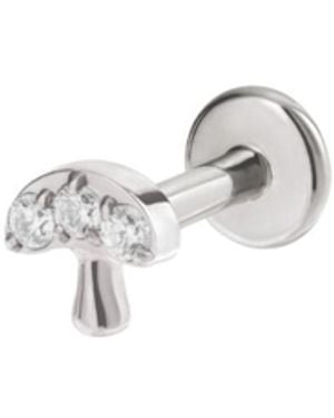Vanhi Crystal Mushroom Threadless Flat Back Titanium Cartilage Stud - White