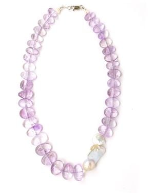 Shar Oke Brazilian Amethyst & Freshwater Pearls Necklace - Pink
