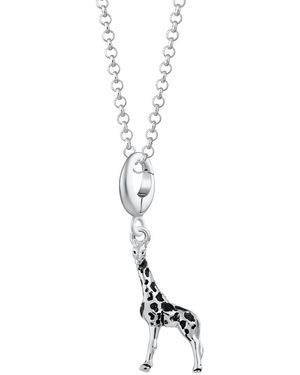 Lily Charmed Sterling Giraffe Charm Necklace - Metallic