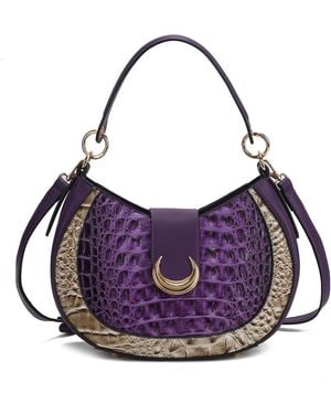 Mkf Collection - J'omor Jain Croc-Embossed Shoulder Bag - Purple
