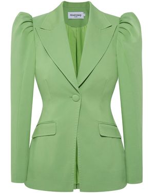 Femponiq Puff-Shoulder Tailored Blazer - Green