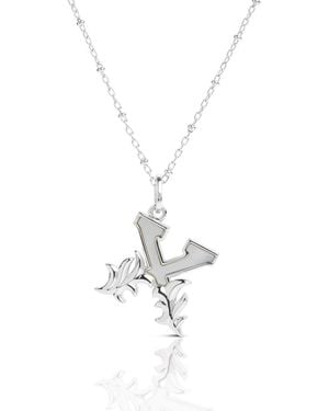 Kasun Solid X Initial Necklace With Mother Of Pearl - Metallic