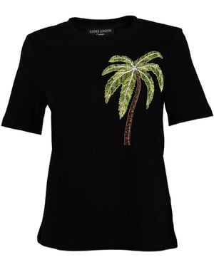 House of Laines London Laines Couture Embellished Palm Tree T-Shirt - Black