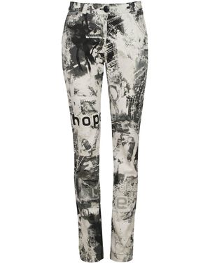 Conquista Abstract Print Elastic Gabardine Trousers - Black