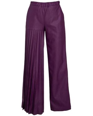 ARTISTA Pleated Wide-Leg Viscose Trousers - Purple