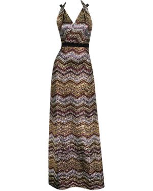 Me & Thee Nifty Fifty Metallic Stripe Maxi Dress - Brown