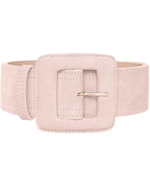 BeltBe Suede Square Buckle Belt - Pink