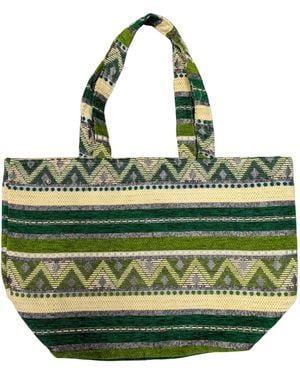Berber Leather Neutrals The Nador Large Expandable Fabric Tote - Green