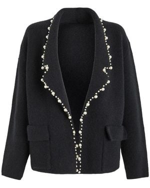Saachi Pearl Trim Short Blazer - Black