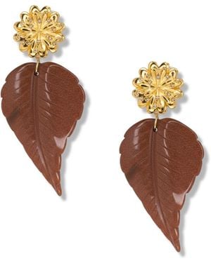 Jaredjamin Chrysanthemum Clip On Earrings Sandstone - Brown