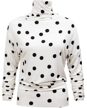 LA FEMME MIMI Polka Dots Winter Top - White