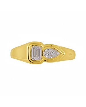 Artisan 14K Emerald Cut & Pear Shape Diamond Ring - Metallic