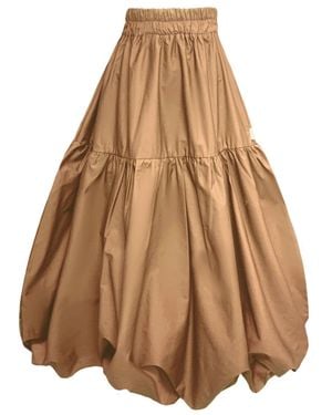 Frock Tales Mylar Puffball Midi Skirt - Brown