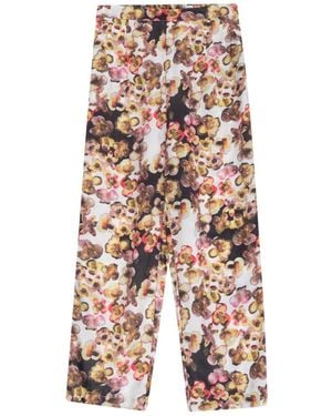 Niza Printed Trouser - White