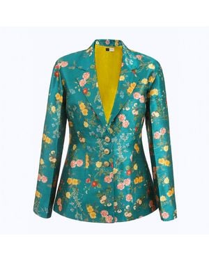 Richa Sharma Single Breasted Tailored Blazer Jacket - Green