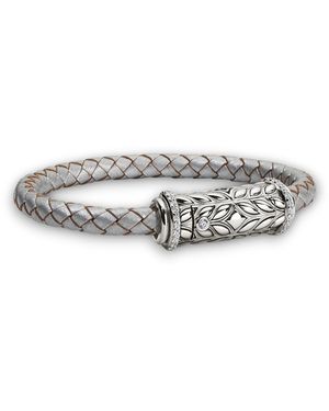 Daneila Léon Sterling Twisted Leather Bracelet With Diamond Clasp - Metallic