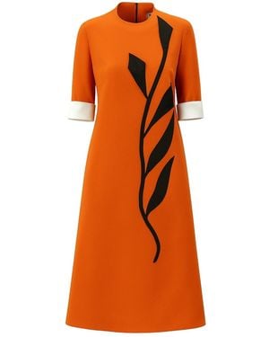 Julia Allert Art-Inspired Semi-Fitted Three-Quarter Sleeves Dress - Orange