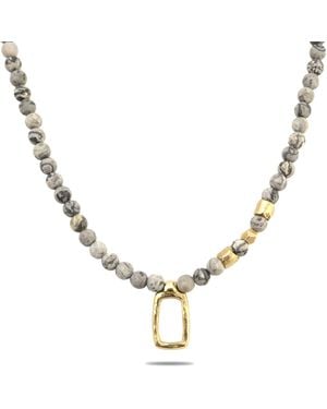 Collection 1304 Frosted Window Necklace - Metallic