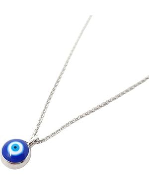 Sophelia Turkish Evil Eye Sterling Pendant Charm Necklace - Blue