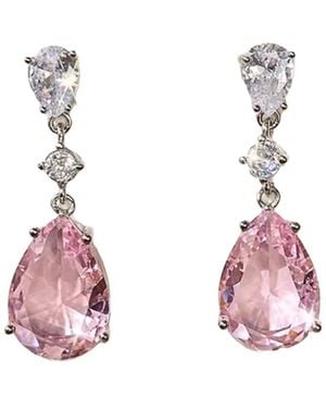 Chanel Joan Elkayam Crystal Drop Dangle Earrings - Pink