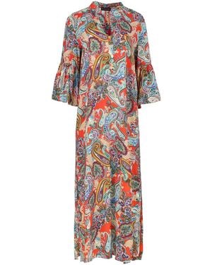 Conquista Paisley Kaftan Style Dress - Red