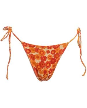Patti Jane Swim Heather's Sunny Floral Tie-Up Cheeky Bikini Bottoms - Orange