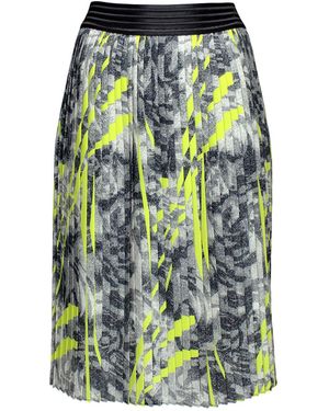 Lalipop Design Abstract Printed Knee-Length Pleated Recycled Fabric Skirt - Green