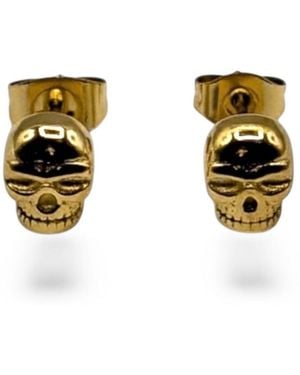 Jagged Halo Jewelry Skull Micro Stud Earrings - Black