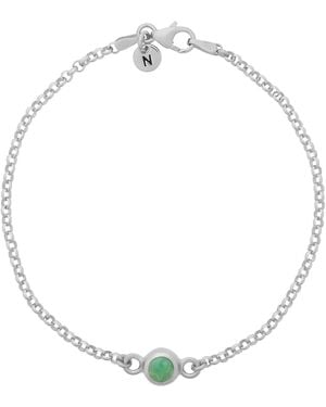 Nellou Jewellery Chrysoprase Birthstone Gem Dot Bracelet Sterling - Metallic