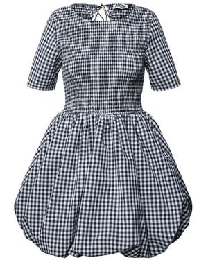 Amy Lynn Kiran Gingham Mini Puffball Dress - Blue