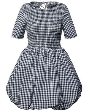 Amy Lynn Kiran Gingham Mini Puffball Dress - Blue