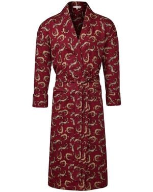 Bown of London Lightweight Men's Dressing Gown Red Gekko Claret - Purple