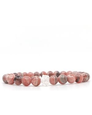 Shar Oke Rhodochrosite & Herkimer Diamond Beaded Bracelet - Pink