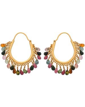 Opium Jewels Cascading Tourmaline Droplet Hoops - Metallic