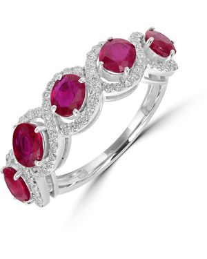 Artisan Ruby Gemstone Pave Diamond Designer Band Ring - Pink