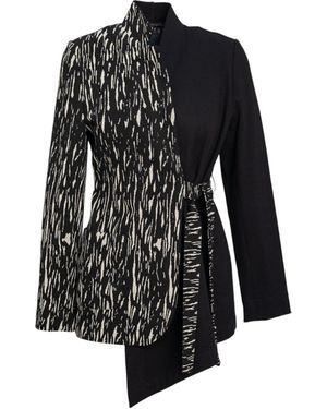 ARTISTA Asymmetric Viscose Blend Jacket - Black