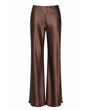 Lily Rou Chocolate Bias-Cut Silk Pants - Brown