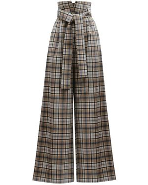 Julia Allert High Waist Long Wide Leg Trousers - Grey