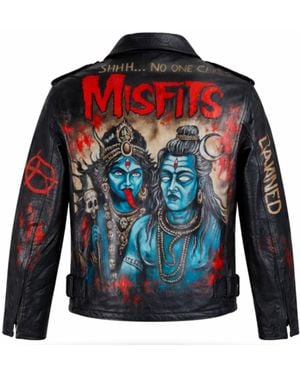 Zasta Studio Misfits X Divinity Hand-Painted Biker Jacket - Green