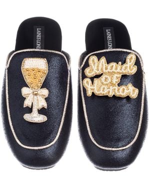 Laines London Classic Mules With Maid Of Honour Brooches - Black