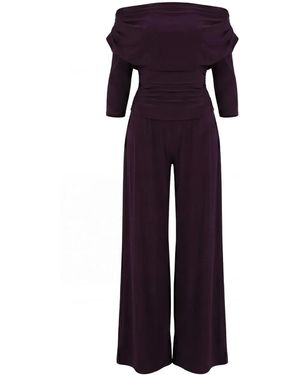 Atom Label Carbon Jumpsuit With Sleeve - Purple