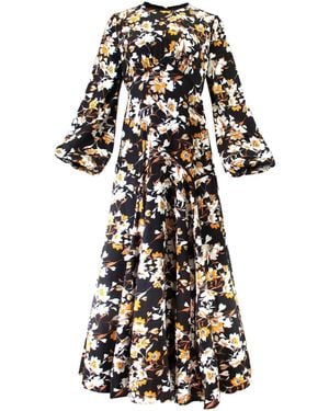 Profile Nyc Floral Piping Dress - Black