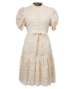 Smart and Joy All Lace Fit-And-Flare Blouse-Dress - Natural