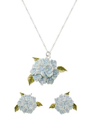 Fable England Hydrangea Necklace & Hydrangea Earrings Set - White