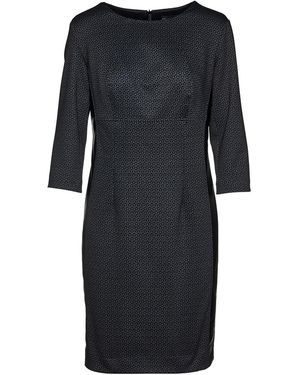 Conquista Print Punto Di Roma Pencil Dress - Black