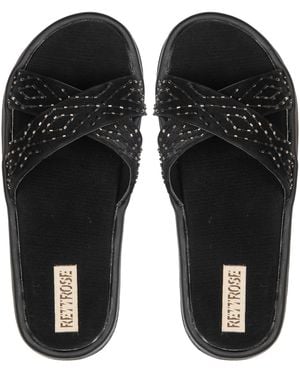 Rettrose The Shiloh Luxury Cross Over Embellished Slides - Black