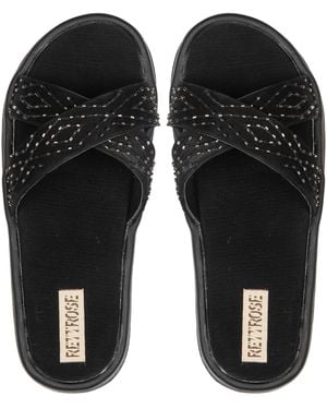 Rettrose The Shiloh Luxury Cross Over Embellished Slides - Black