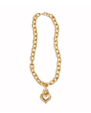 Lovard Smooth Hearts Aflame Chunky Chain Necklace - Metallic