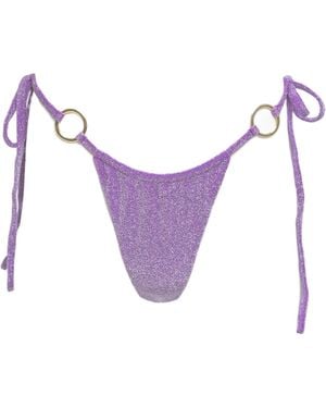 Patti Jane Swim Cher's Sparkle Thong Disco Bikini Bottoms - Purple